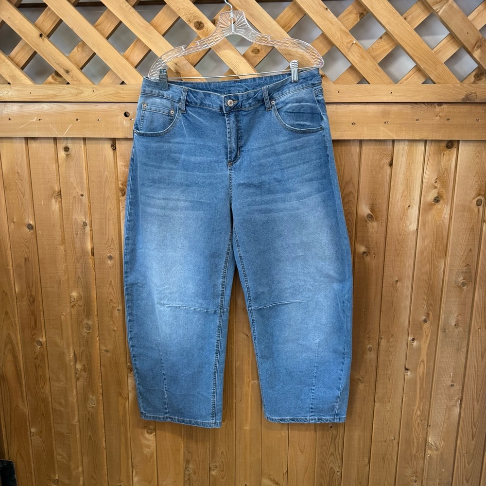 Sidefeel Blue High-Waisted Wide Leg Loose Jeans Womens Size 16  NEW